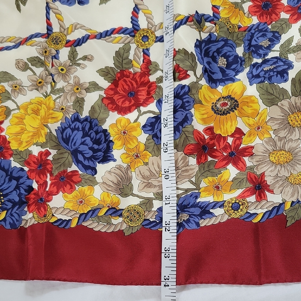 Gucci Floral Silk Scarf in Red, Blue, Yellow, Cream - Picture 5 of 5